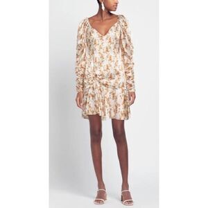 Caroline Constas Evelyn Dress in Beige Floral NWT Sz. M